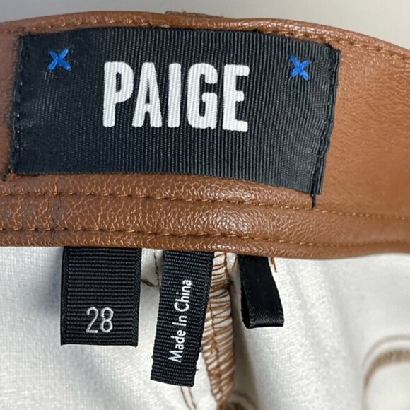 Paige Claudine Ankle Flare Jeans Faux Leather in Dark Argan size 28 NWOT - Picture 9 of 15